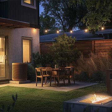 HVAC Unit with modern house in background