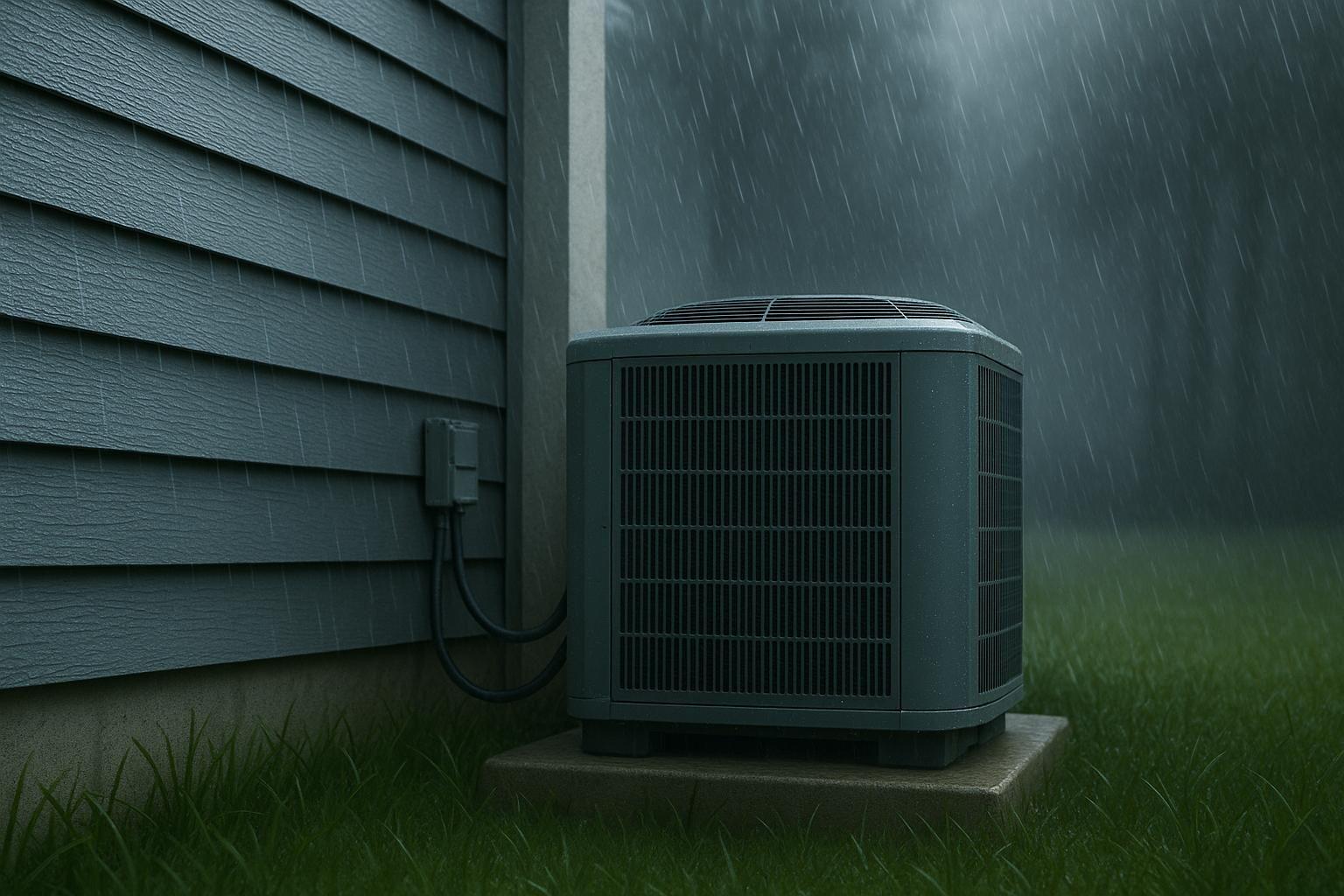 Picture of an air conditioner on a stormy day