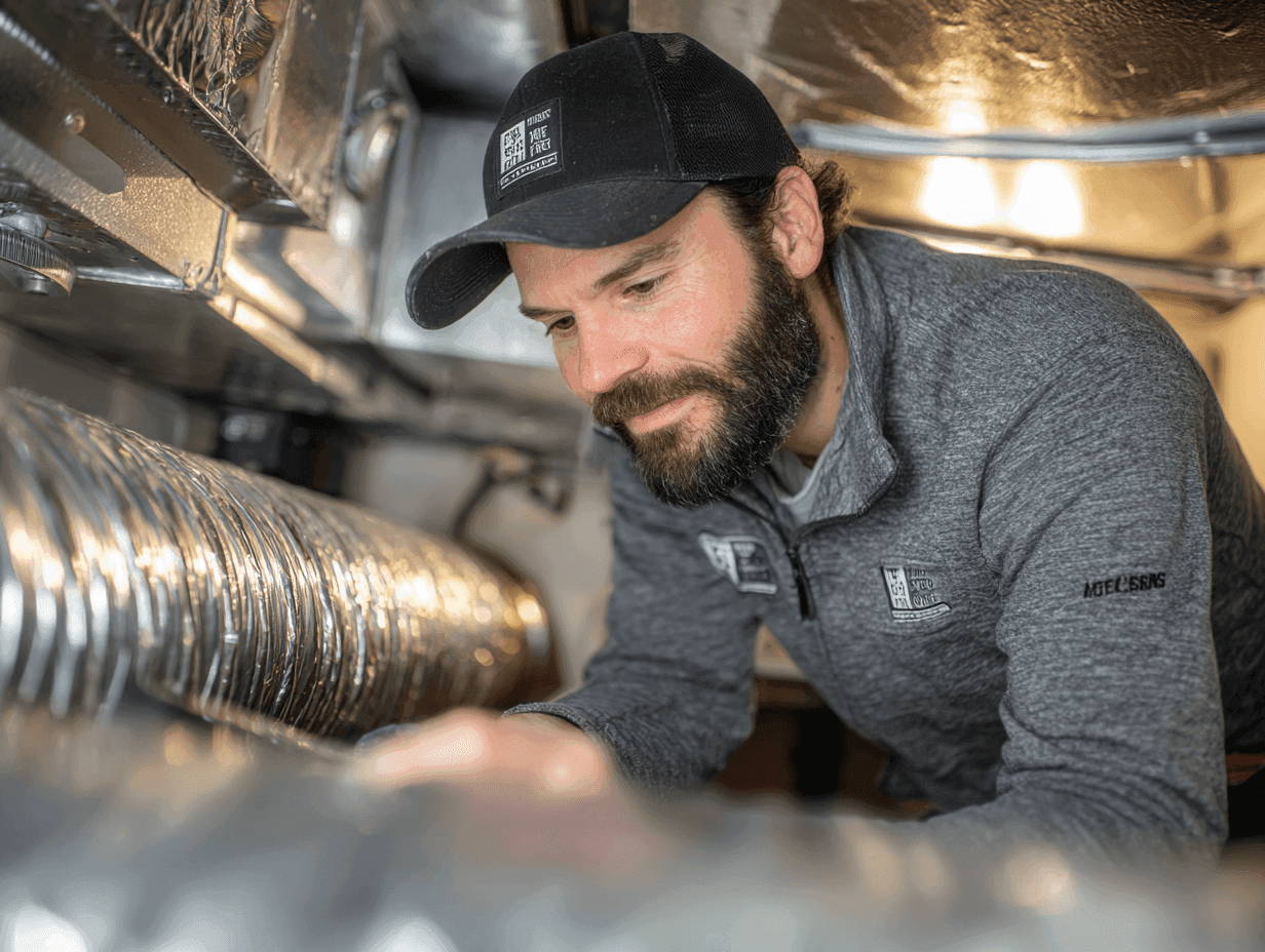 HVAC technician inspecting air ducts