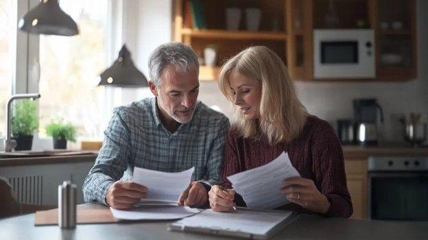 Married couple discussing the cost of a new furnace