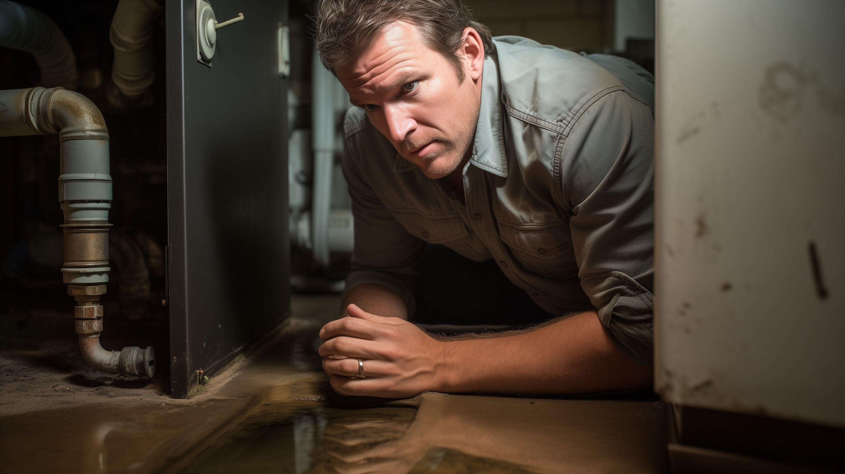 HVAC technician inspecting furnace leak