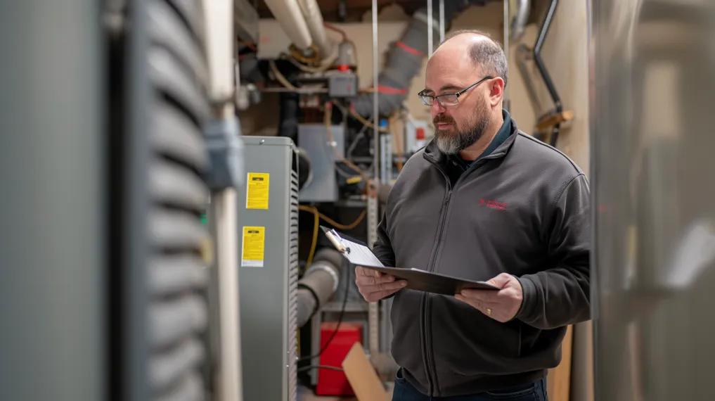 Technician inspecting HVAC system