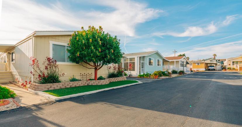 Neighborhood with manufactured homes