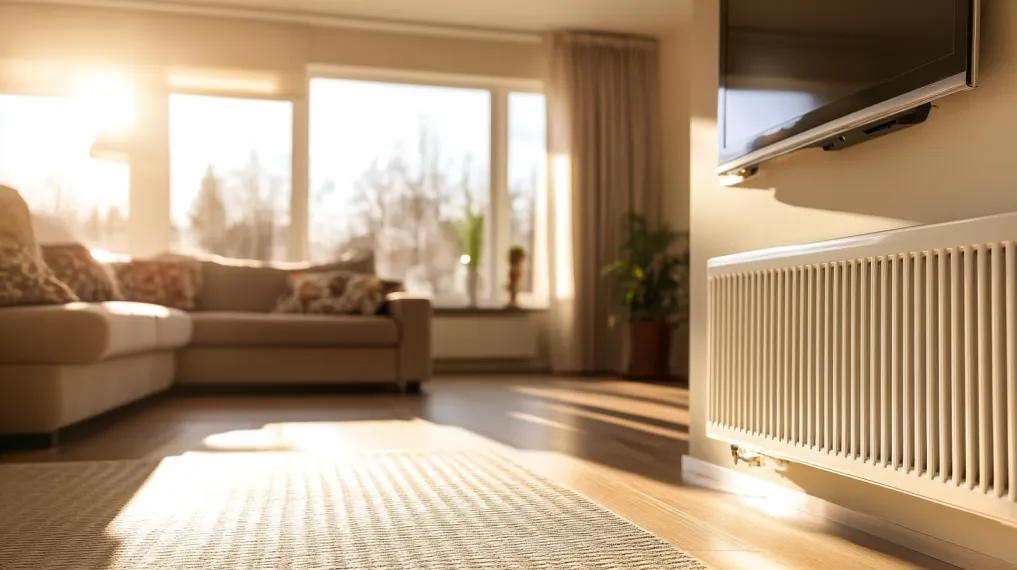 Radiator on a living room wall