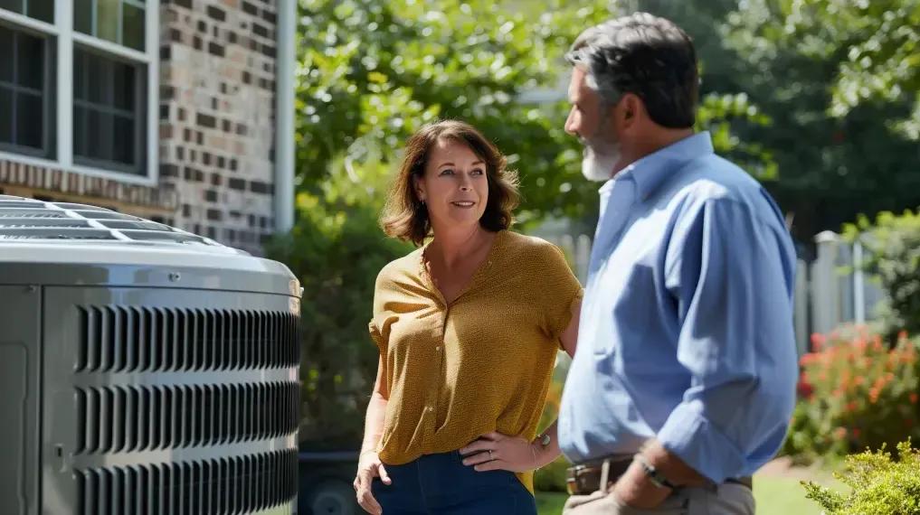 Homeowner speaking with HVAC technician
