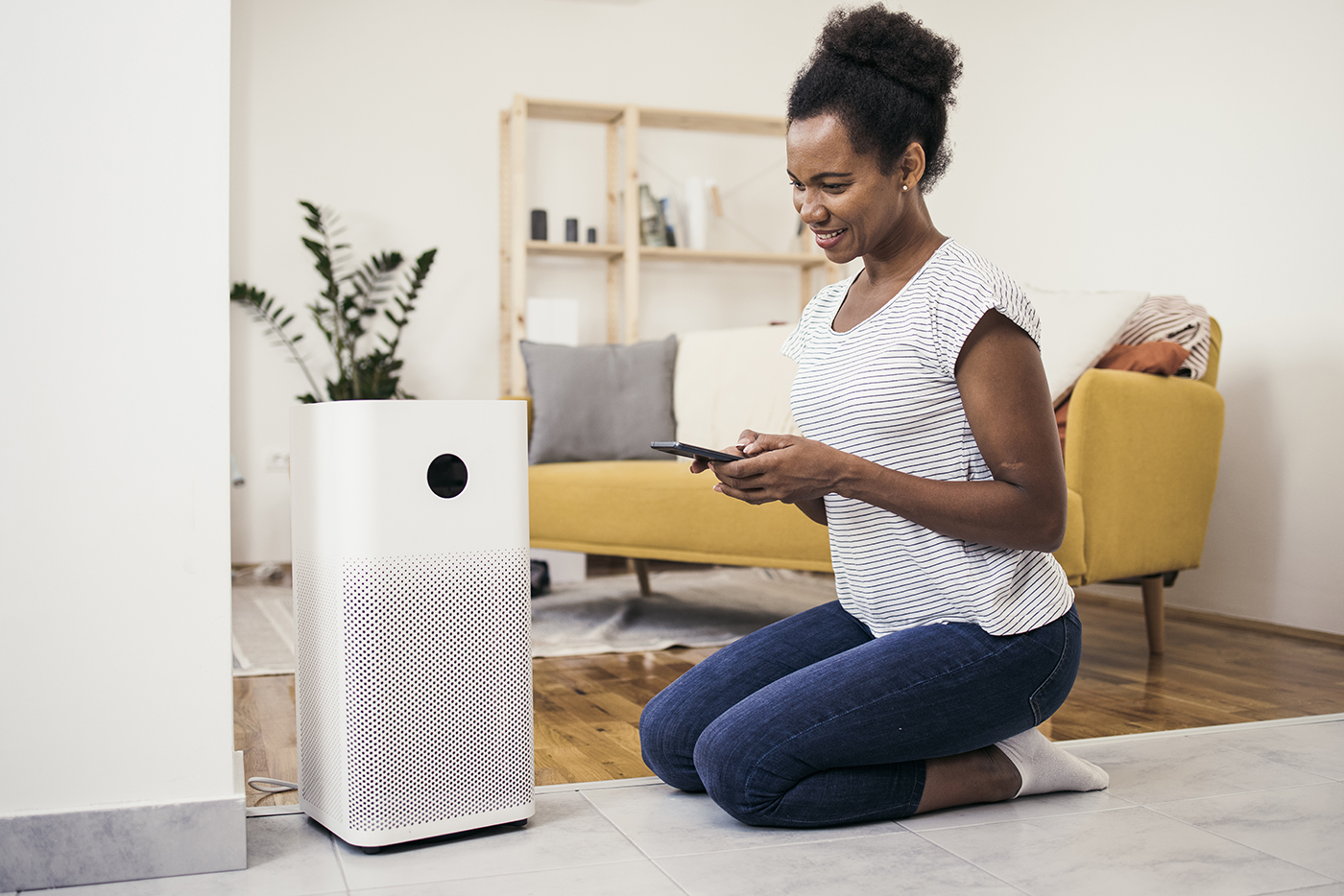 woman with space heater