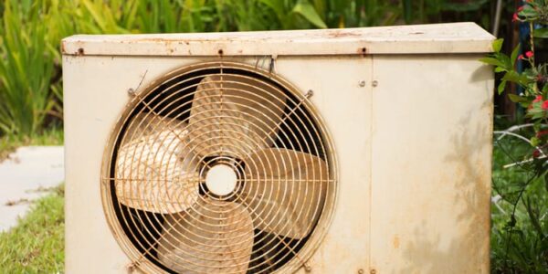 broken and rusty air conditioner