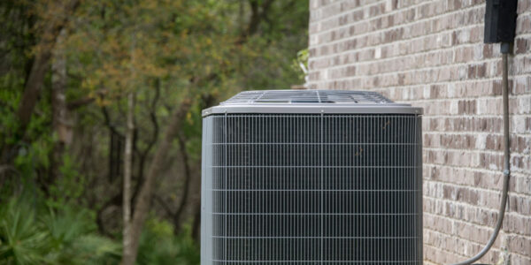 one ac unit next to a house