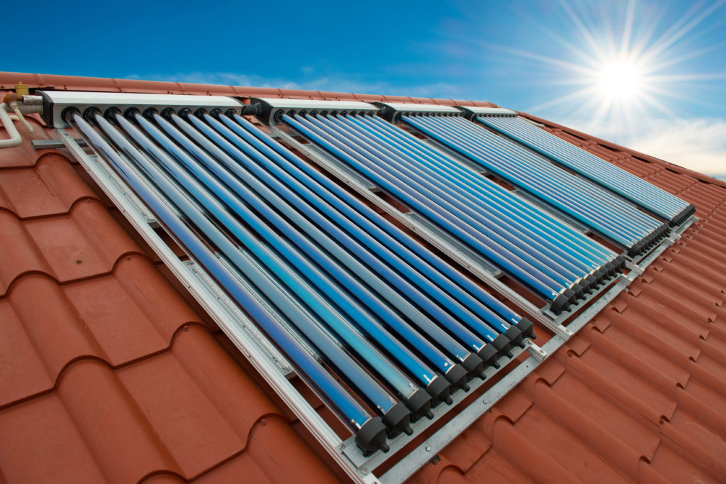 Solar panels on orange roof