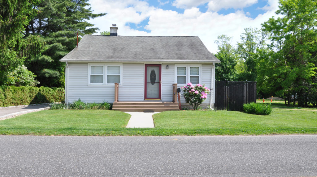 outside suburban house and lawn