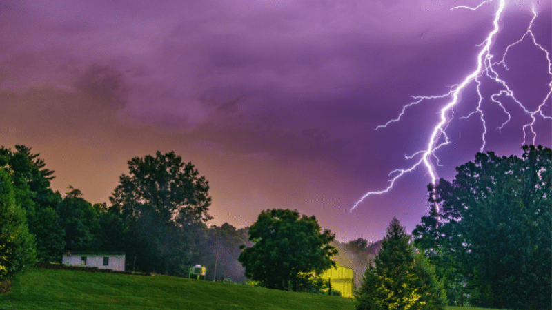 home in thunderstorm