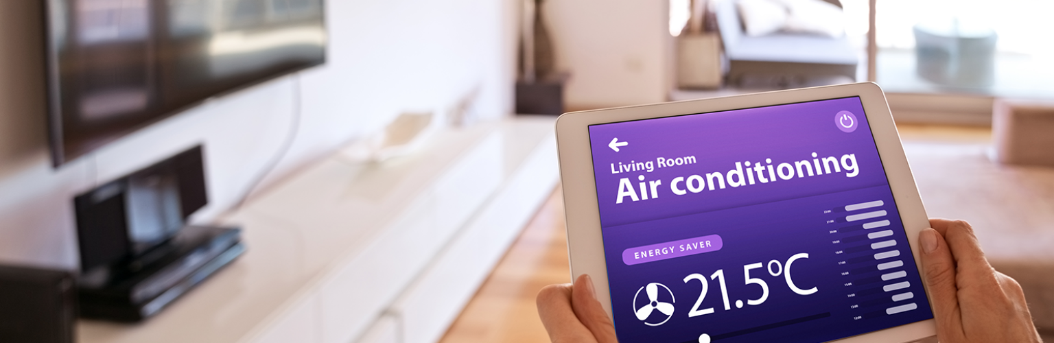 tablet showing the thermostat