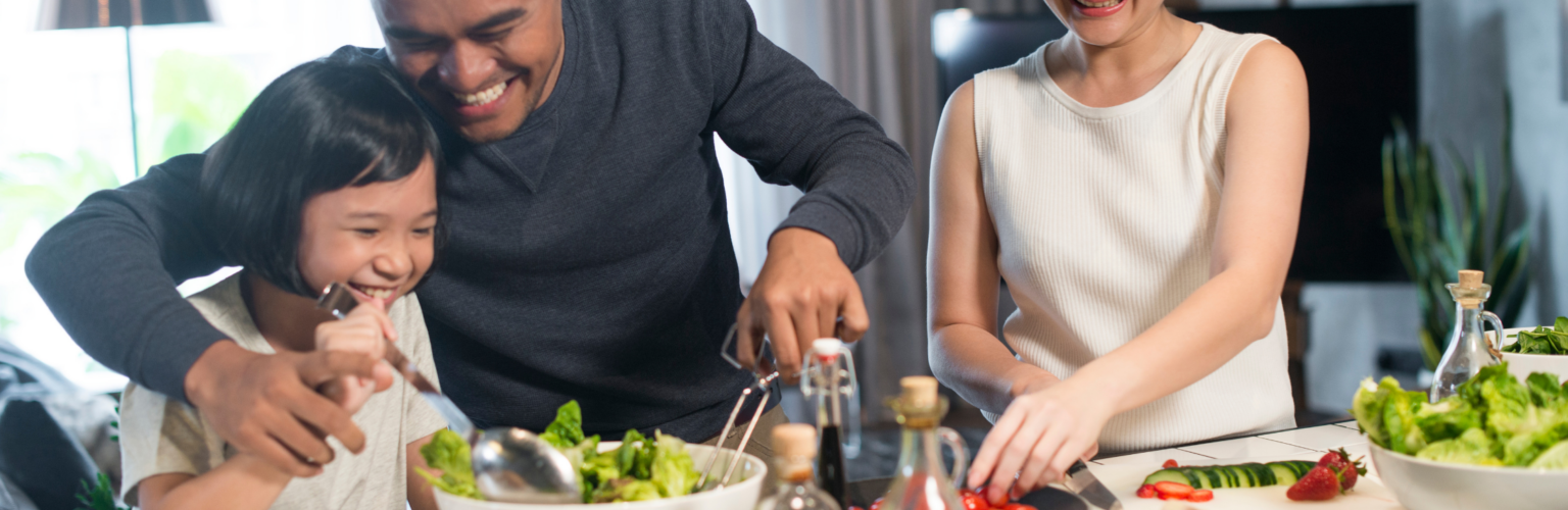 family cooking dinner together