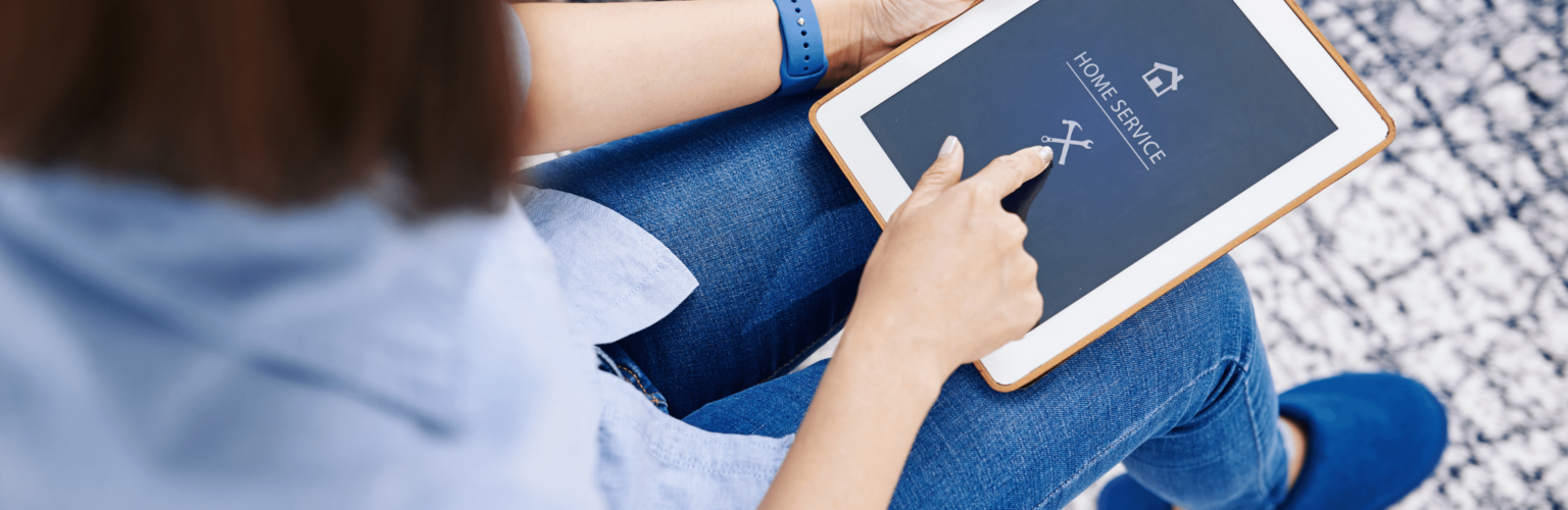 person choosing home service on ipad