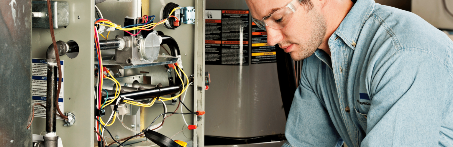 man checking ac diagnostics