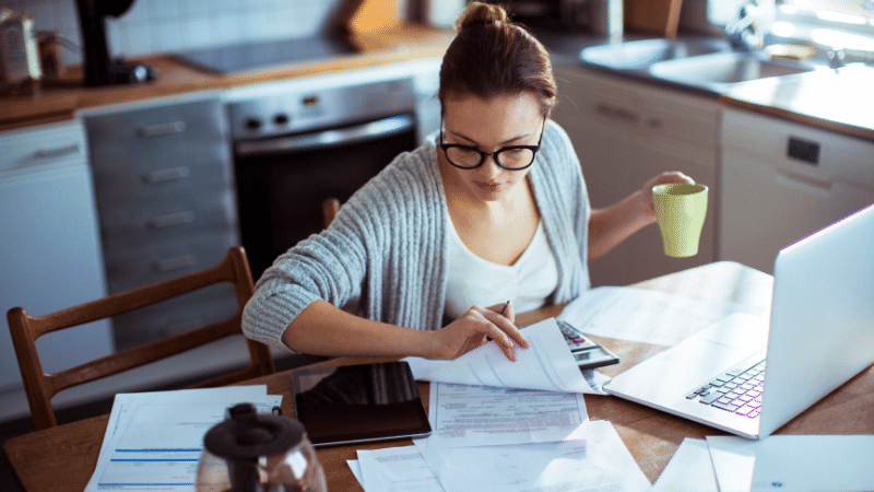 woman paying bills